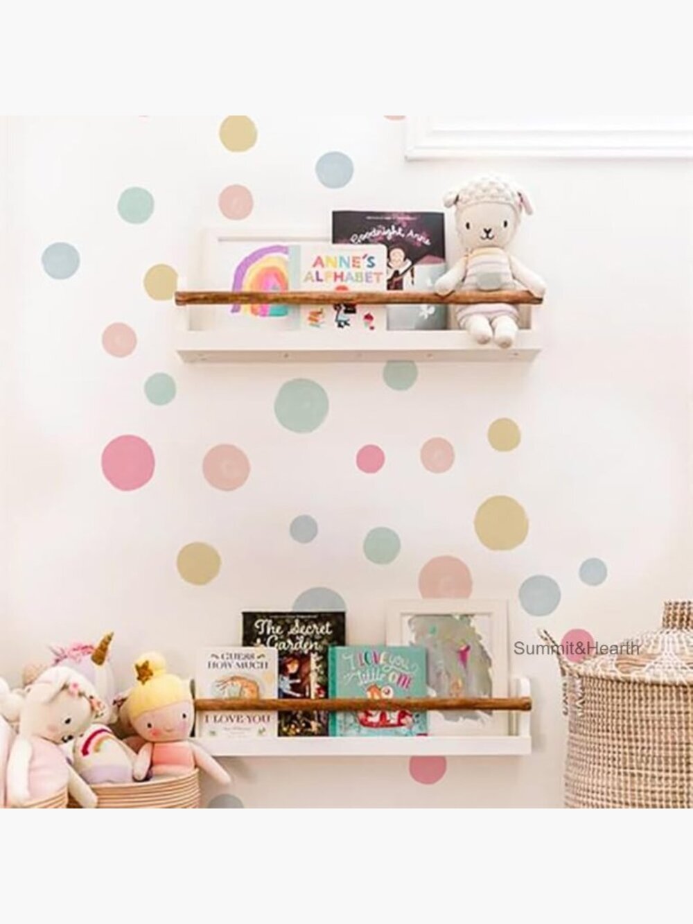 36-Piece Polka Dot Wall Decals, Removable Watercolor Stickers for Nursery Decor